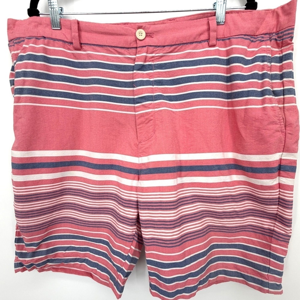 Vineyard Vines Breaker Shorts Mens 42 Pink Blue Striped Cotton Chino